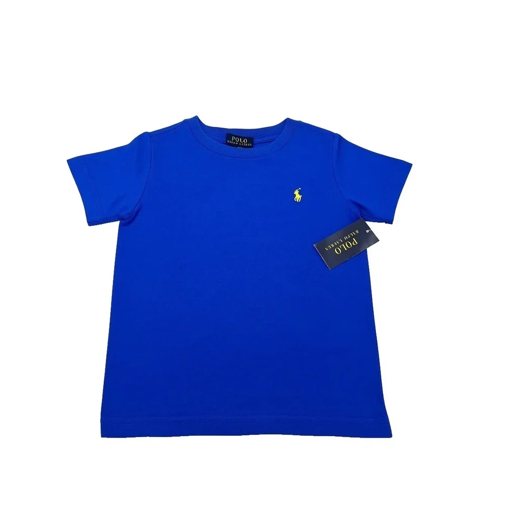 Polo Ralph Lauren Boys T-Shirt Top Blue Yellow Logo 3/3T